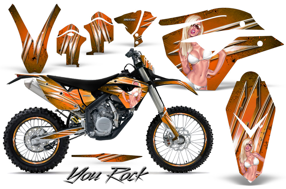 Husaberg FE570 Enduro 2010 Graphics Kit You Rock Orange NP Rims